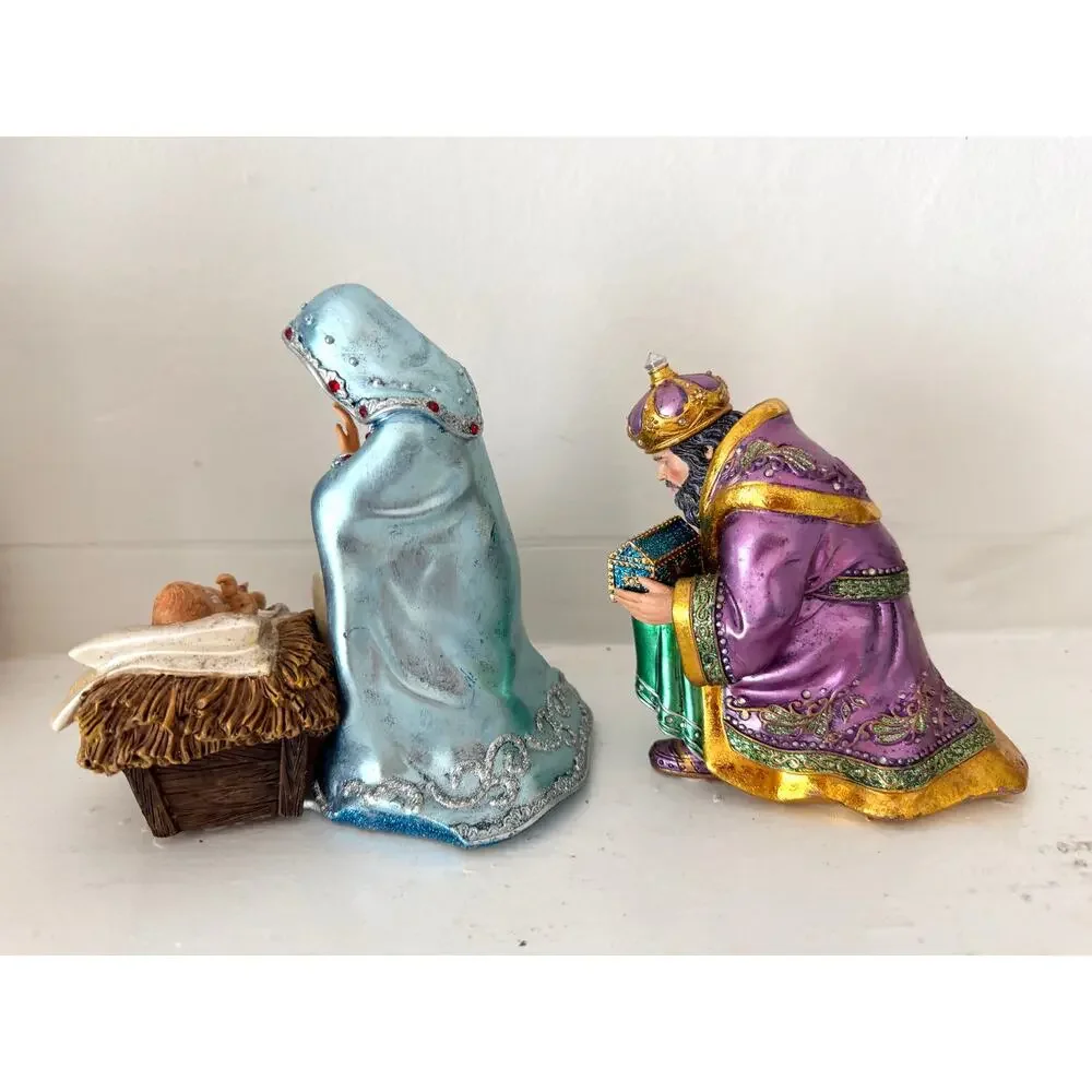 Vintage Hawthorne Village Jeweled Nativity Mary Baby Jesus King Balthazar